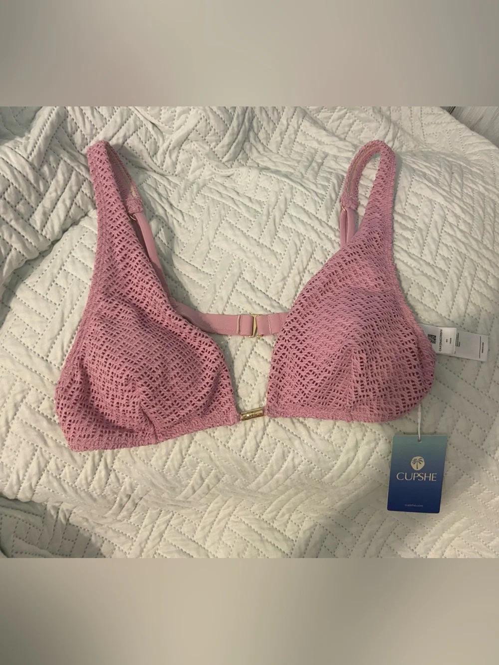 Cupshe Lavender Plunge Women’s Textured Bikini Top